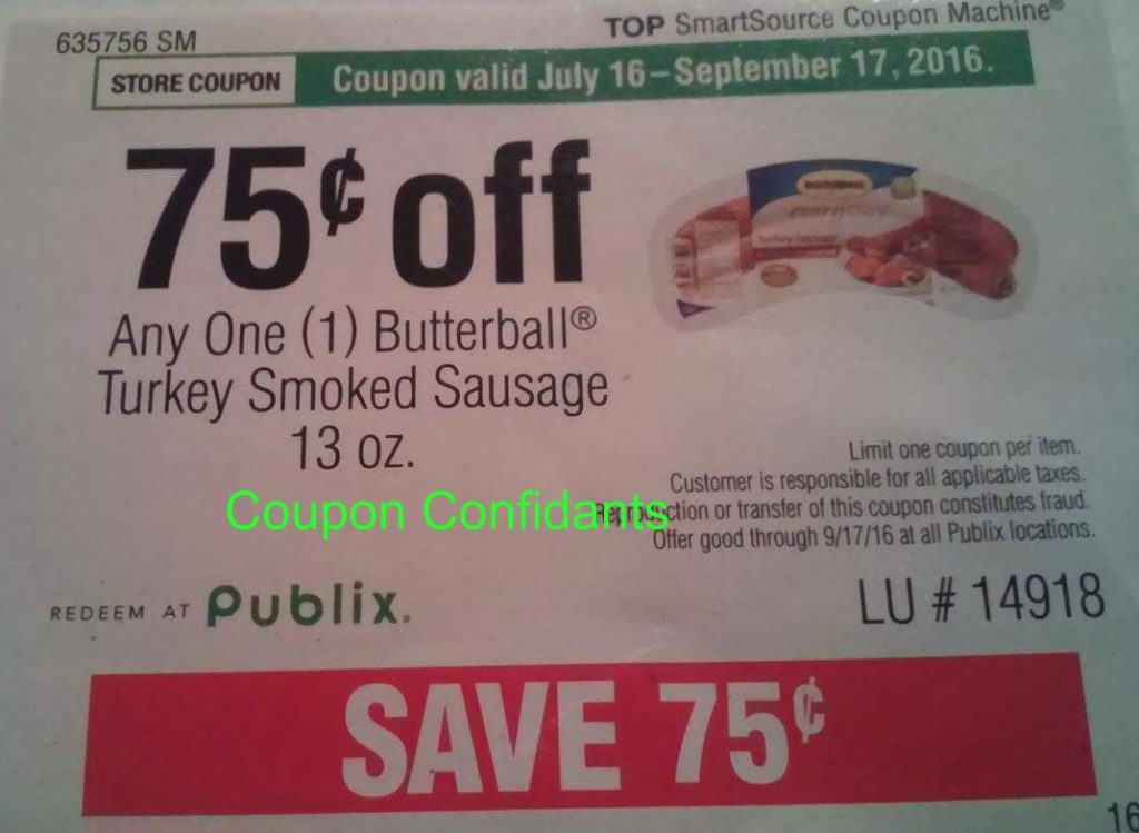 Butterball Turkey Sausage $1 each @ Publix ⋆ Coupon Confidants