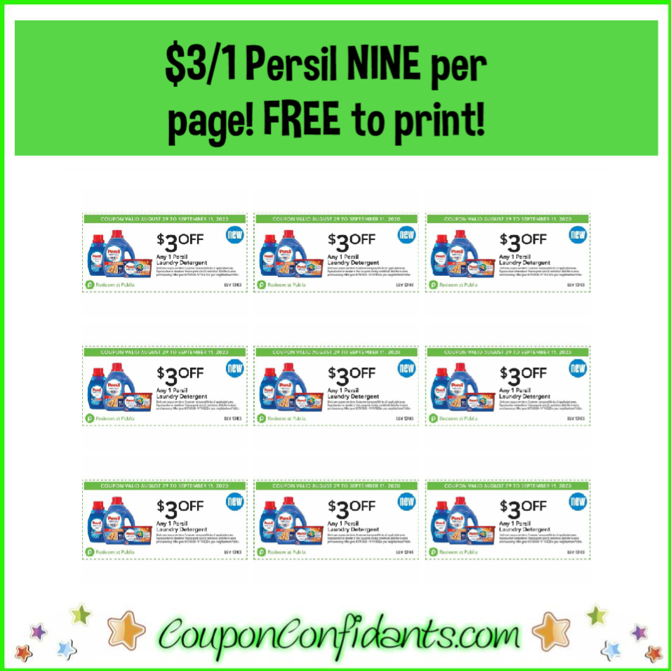 Persil Publix Coupon PDF NINE per page, FREE to print! ⋆ Coupon